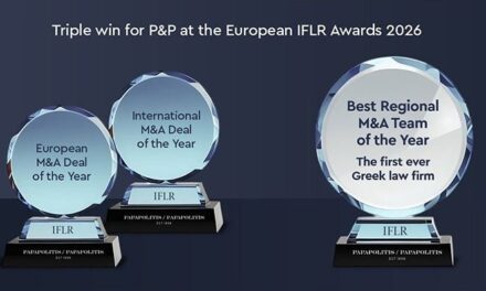 Με το βραβείο IFLR Εurope Awards 2026 τιμήθηκε στο Λονδίνο για πρώτη φορά ελληνική δικηγορική εταιρία