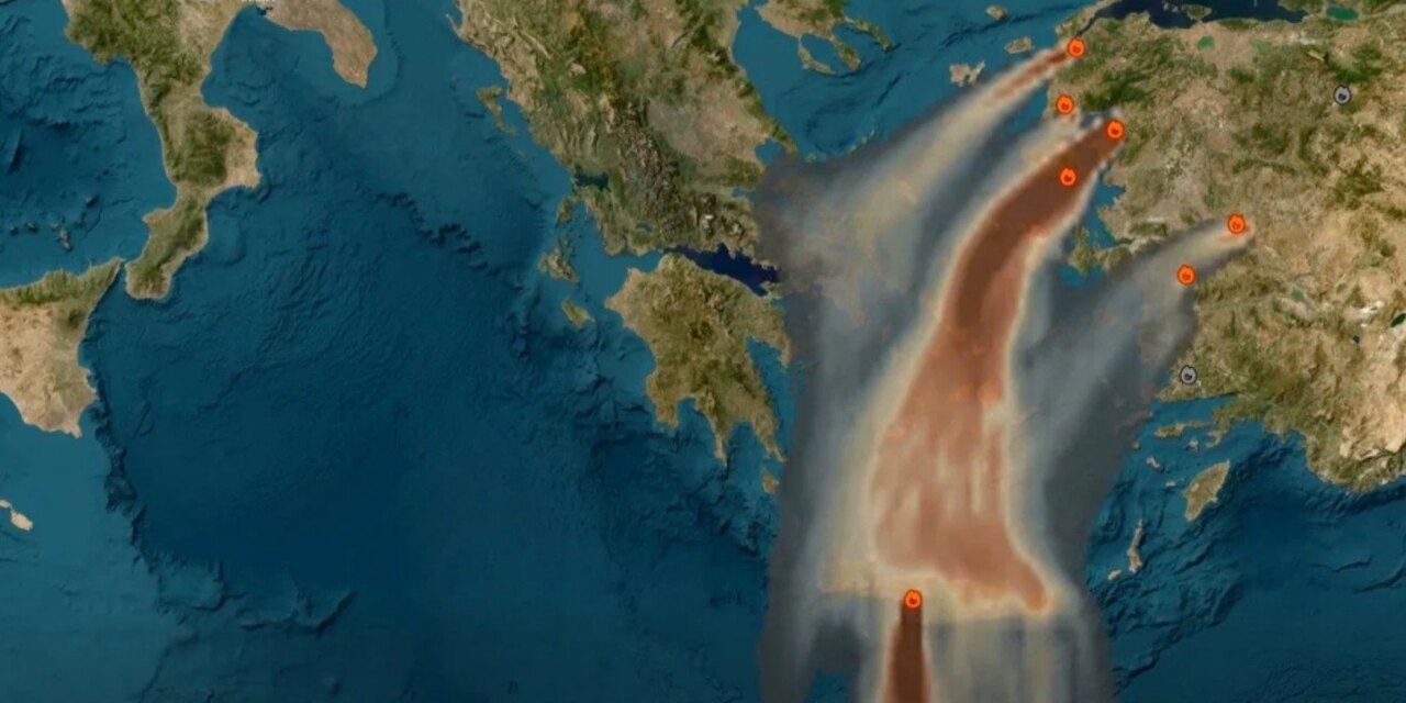 AtmoHub: Παρακολούθηση καπνού από την πυρκαγιά σε Κρήτη, Λέσβο και Τουρκία