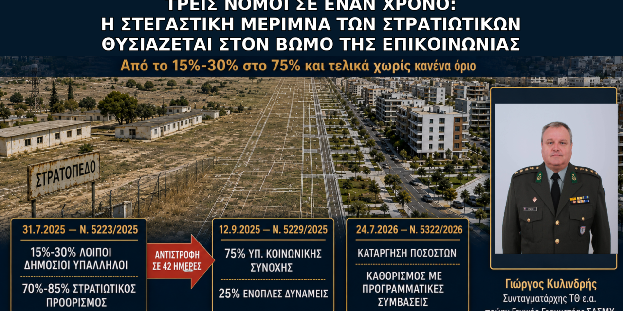 Τρεις νόμοι σε έναν χρόνο: Η στεγαστική μέριμνα των στρατιωτικών θυσιάζεται στον βωμό της επικοινωνίας